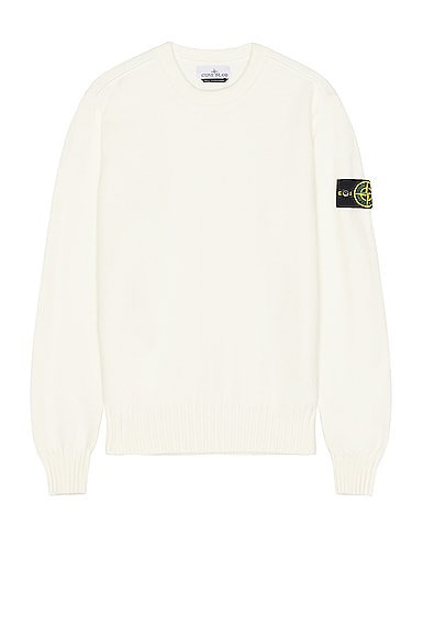 Stone Island Buttoned-patch Knitted Sweater In Natural