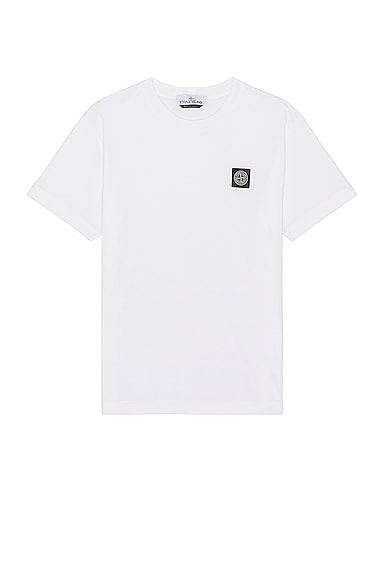 Stone Island White Cotton T-shirt With Logo Patch