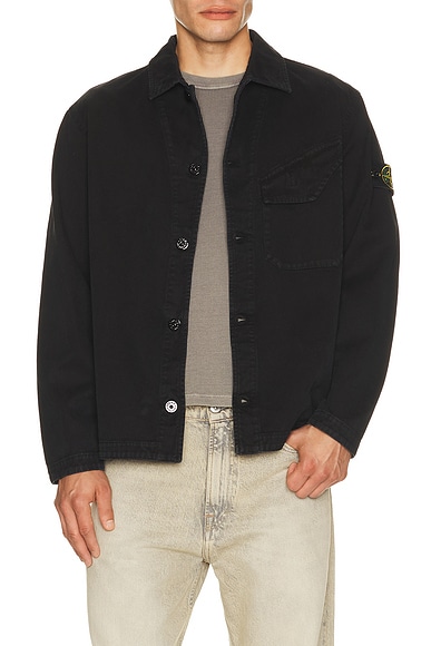 Stone Island Button Up Shirt in Black