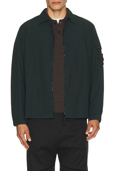 Stone Island Zip Up Shirt in Dark Green