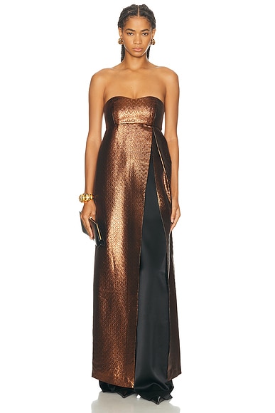 SEV Long Open Dress in Brown