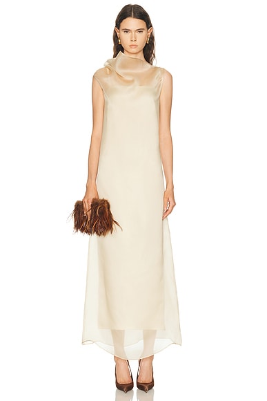 High Neck Organza Column Dress