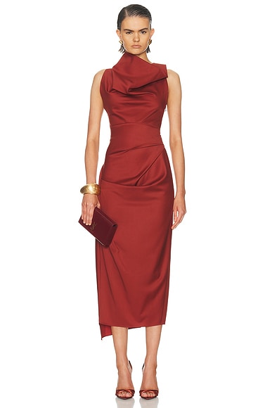 SEV Draped Dress in Terracotta