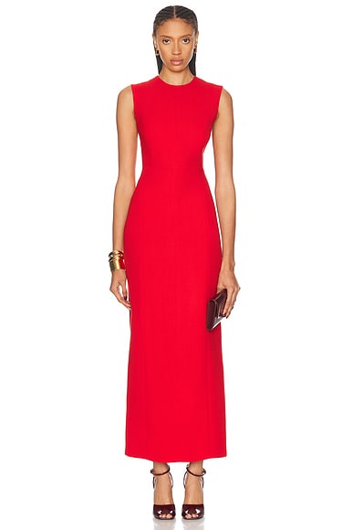 Sleeveless Midi Dress in Red