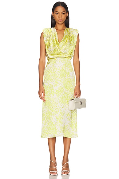 Print Draped Midi Dress