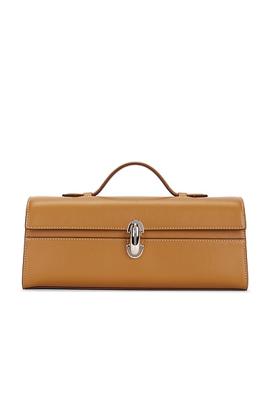 Savette Slim Symmetry Pochette Bag in Saddle