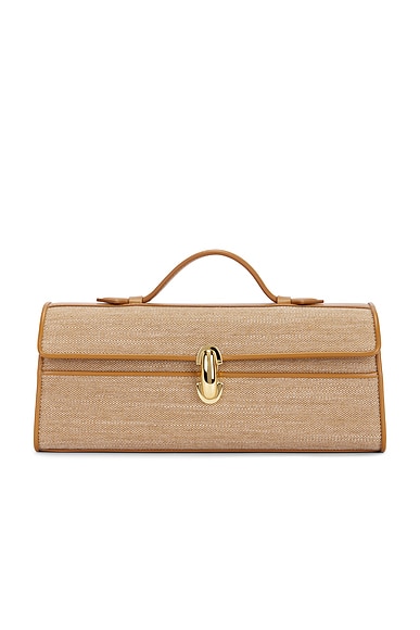 Savette Slim Symmetry Canvas Pochette Bag in Saddle