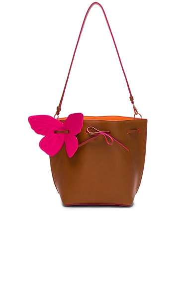 Sophia Webster Remi Butterfly Bucket Bag in Tan & Magenta | FWRD
