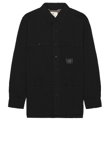 TAKIBI Light Denim Utility Shirt in Black