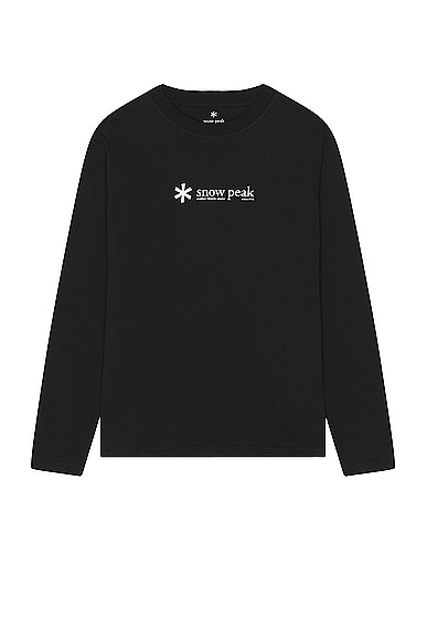 Snow Peak Soft Cotton Logo Long Sleeve T-Shirt in Black