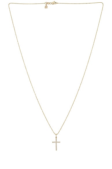 Shop Sydney Evan Fleur De Lis Cross Charm Necklace In Gold & Diamond