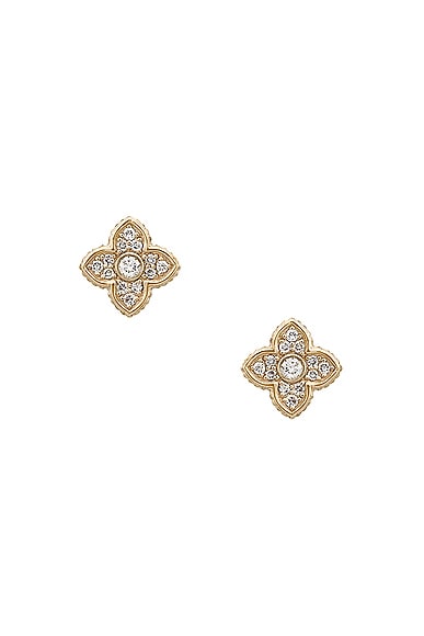Sydney Evan Moroccan Flower Stud Earrings in Gold & Diamond