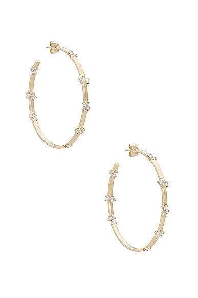 Sydney Evan Large Cocktail Bar Hoop Earrings in Gold