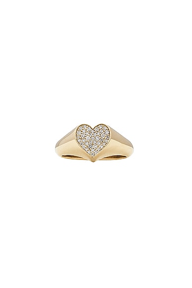Sydney Evan Small Pave Heart Ring in Gold