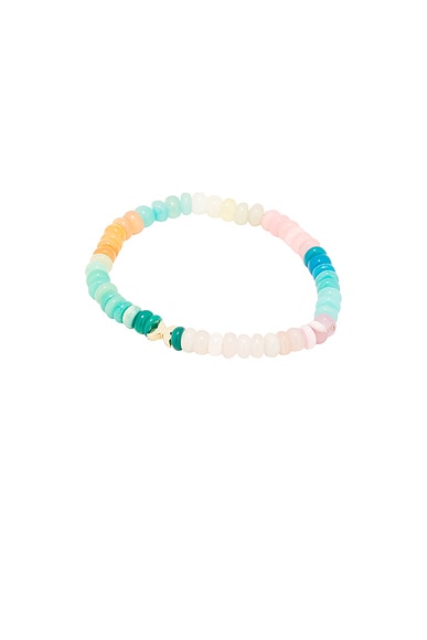Sydney Evan Tiny Pure Butterfly Opal Rondelle Bracelet in Yellow Gold & Multicolor Opal Bead