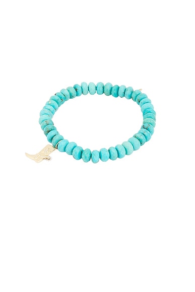 Cowboy Boot Charm Turquoise Rondelle Bracelet