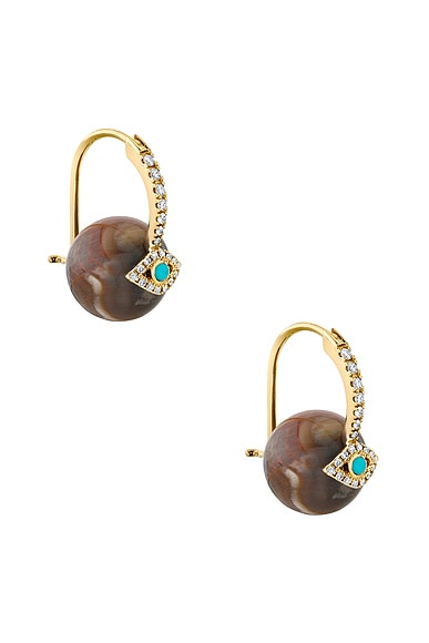 Bezel Evil Eye Bead Earrings