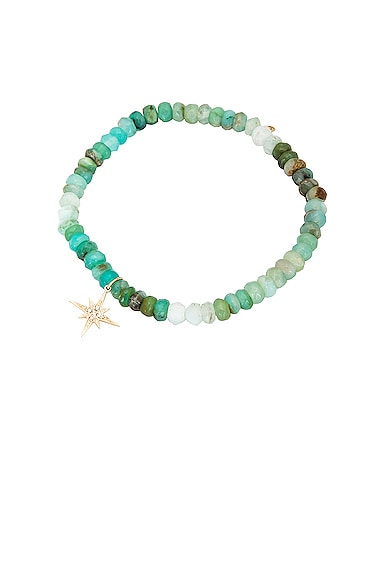 Small Pave Starburst Charm On Peruvian Opal Faceted Rondelle Bracelet