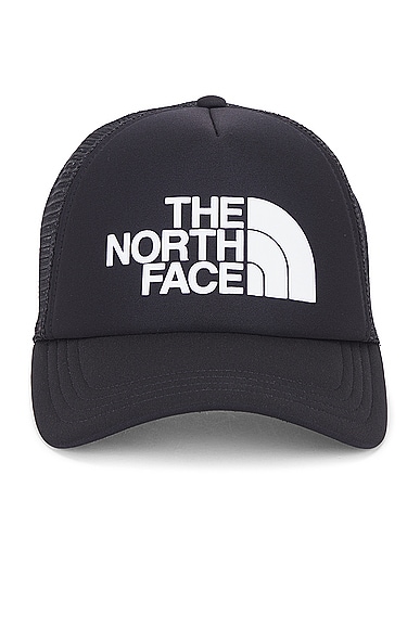 Shop The North Face Tnf Logo Trucker Hat In Tnf Black & Tnf White