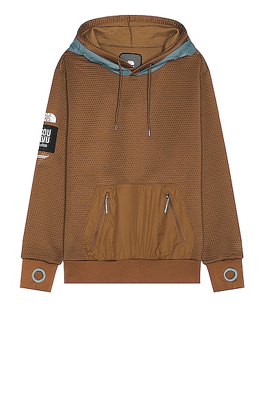 The North Face X Project U Dotknit Double Hoodie in Concrete Grey & Sepia Brown
