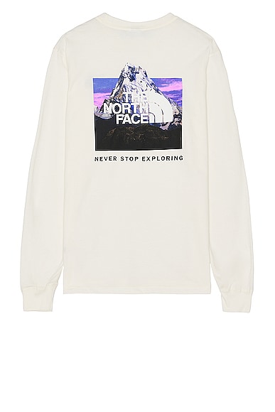 The North Face Long Sleeve Box Nse Tee in Gardenia White, Photo Real & Graphics