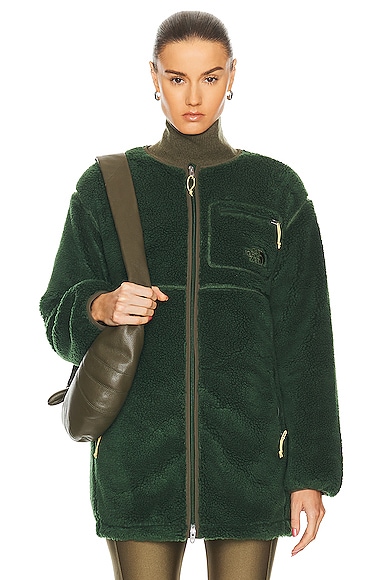 The North Face Extreme Pile Coat in Pine Needle & New Taupe Green