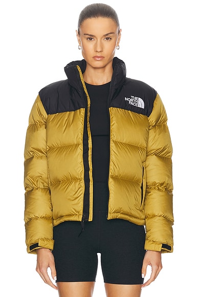 The North Face 1996 Retro Nuptse Jacket in Amber Green TNF Black FWRD
