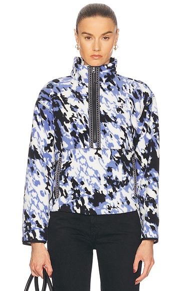 The North Face Fleeski Quarter Zip Pullover in Virtual Blue Trail Grid Fleece Print