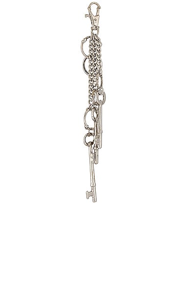 Takahiromiyashita The Soloist Bone Shaped Ring Hook Keychain In Silver