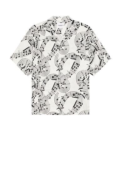 TAKAHIROMIYASHITA The Soloist Music Note Hawaiian Shirt in White & Black