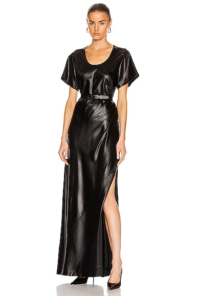 T by Alexander Wang Wet Shine Wash & Go Maxi Dress in Black | FWRD