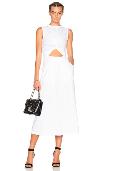 Alexander Wang Jersey Front Twist Muscle Dress in White | FWRD