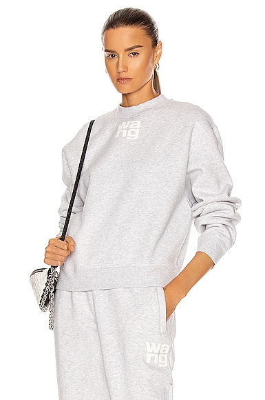 Alexander Wang Foundation Terry Crewneck Sweatshirt in Light Heather Grey FWRD