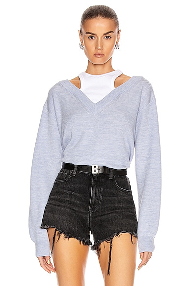 Alexander Wang Classic Bi-Layer Off Shoulder Sweater in
