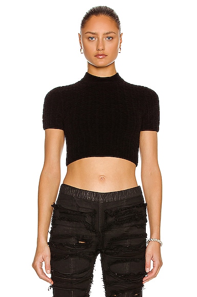 Cropped Short Sleeve Knit Top