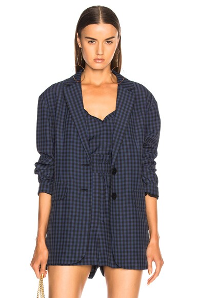 Viscose Gingham Oversized Blazer