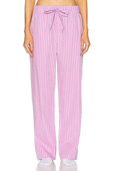 Shop Tekla Stripe Pant In Purple Pink Stripes