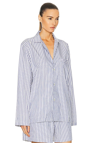 Shop Tekla Long Sleeve Stripe Shirt In Skagen Stripes