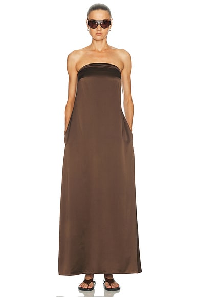 THE PARK Edith Strapless Gown in Chocolate