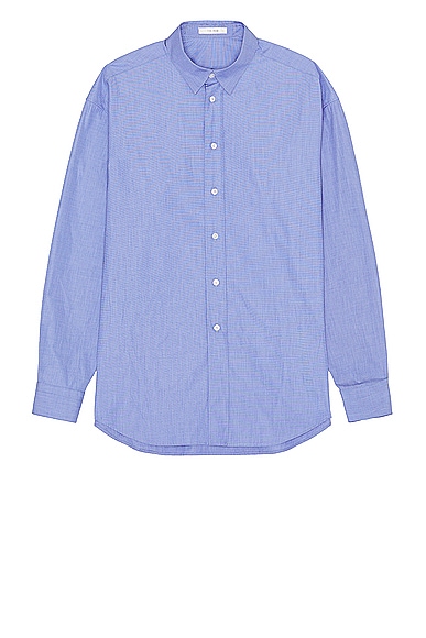 The Row Miller Cotton Shirt In Oxford Blue