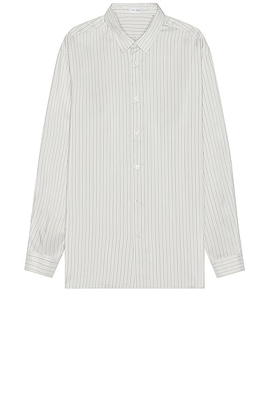 The Row Albie Shirt in Grey Stripe