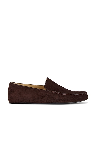 The Row Leo Slipper in Lacquer Brown