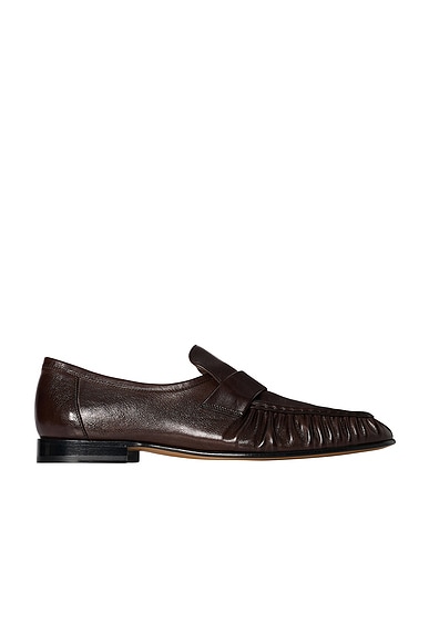 The Row Soft Loafer in Deep Brown