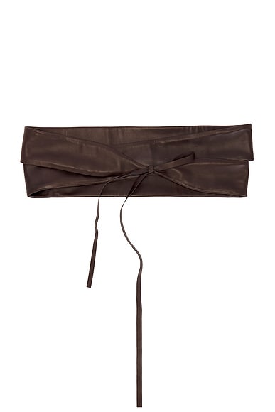 The Row Wide Wrap Belt in Dark Brown