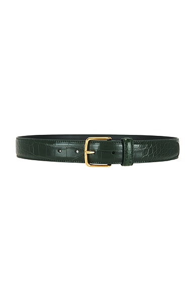 The Row Alligator Classic Belt in Hunter Green Shg