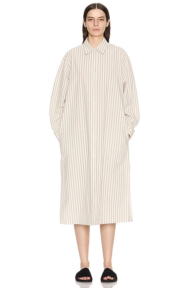 The Row Chihiro Dress in Light Beige & Brown
