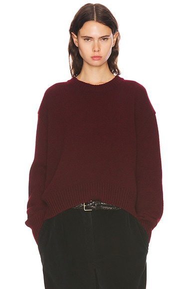 The Row Parth Cashmere Sweater in Burgundy Melange