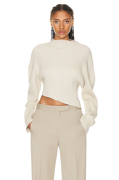 The Row Danana Asymmetric Mock-neck Rib Crop Top In Porcelain