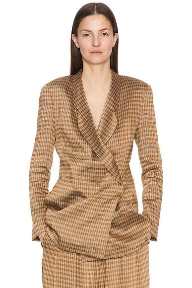 The Row Jeremiah Jacket in Orange Linen & White