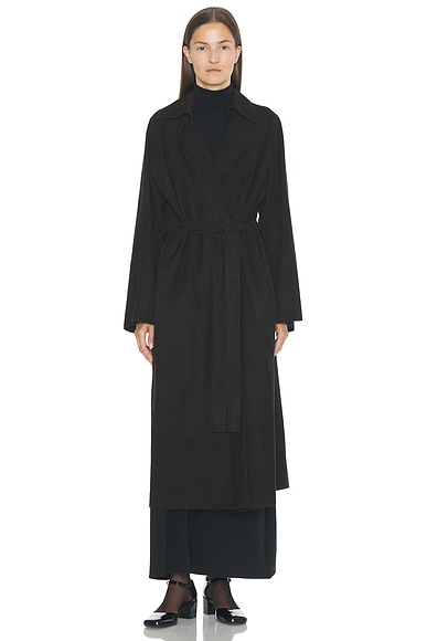 The Row Solana Coat in Dark Brown